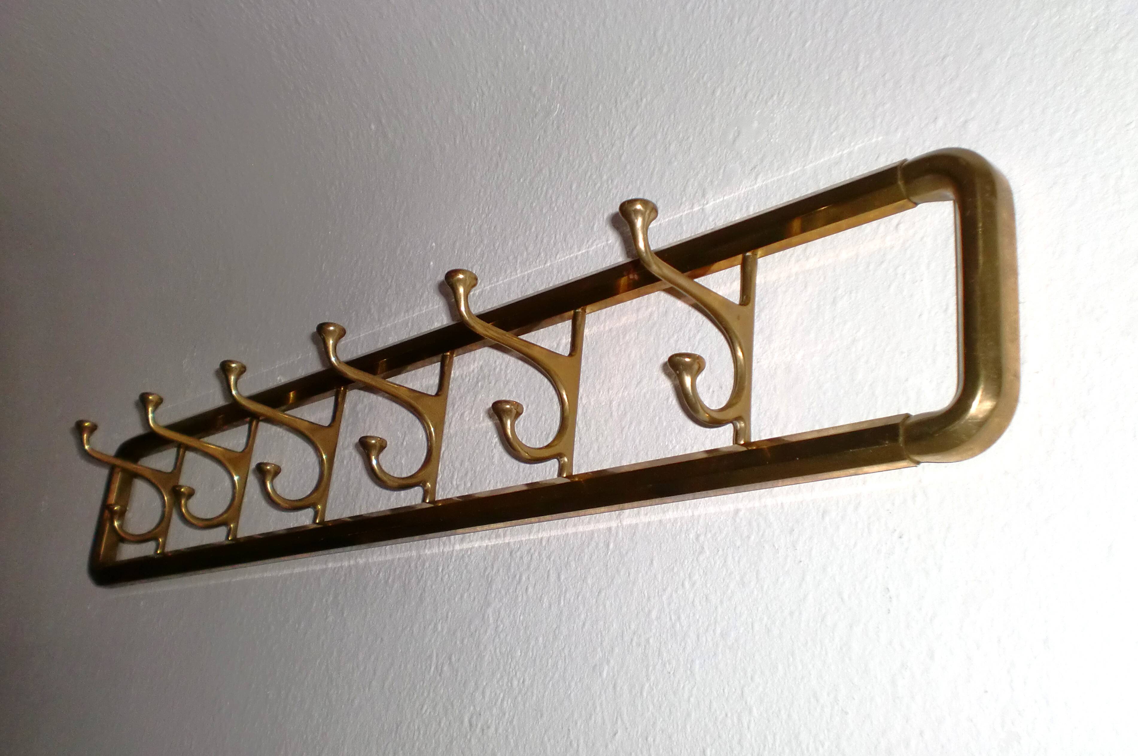 Art-Deco brass Coat Rack & one Hanger, France, 1940s