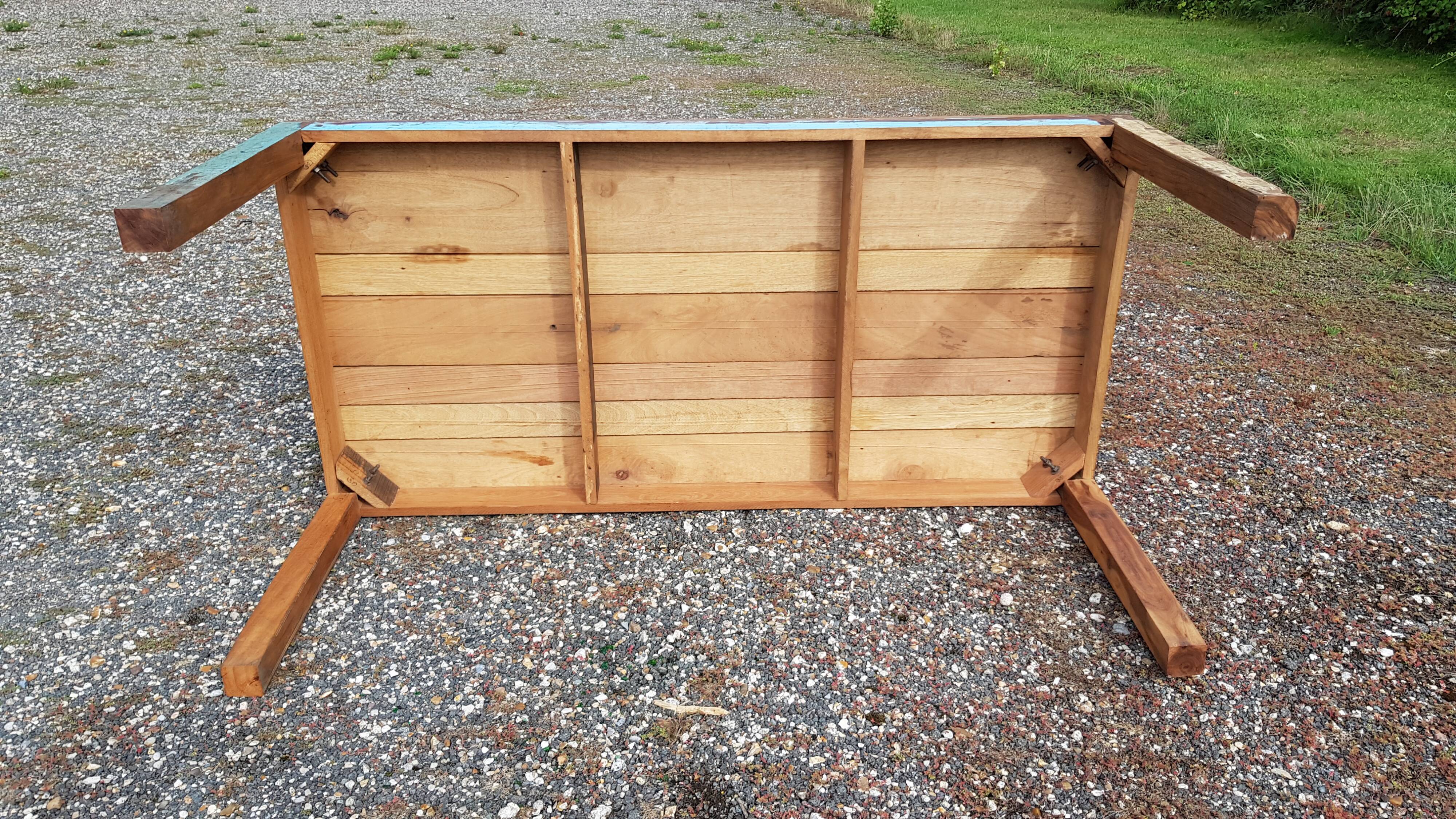 Polychrome teak dining table for 8 to 10 people