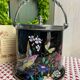 English porcelain and silver-plated metal cake tin