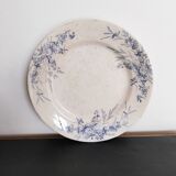 Assiette plate  ou plat de service en faïence Creil et Montereau , modèle Linotte