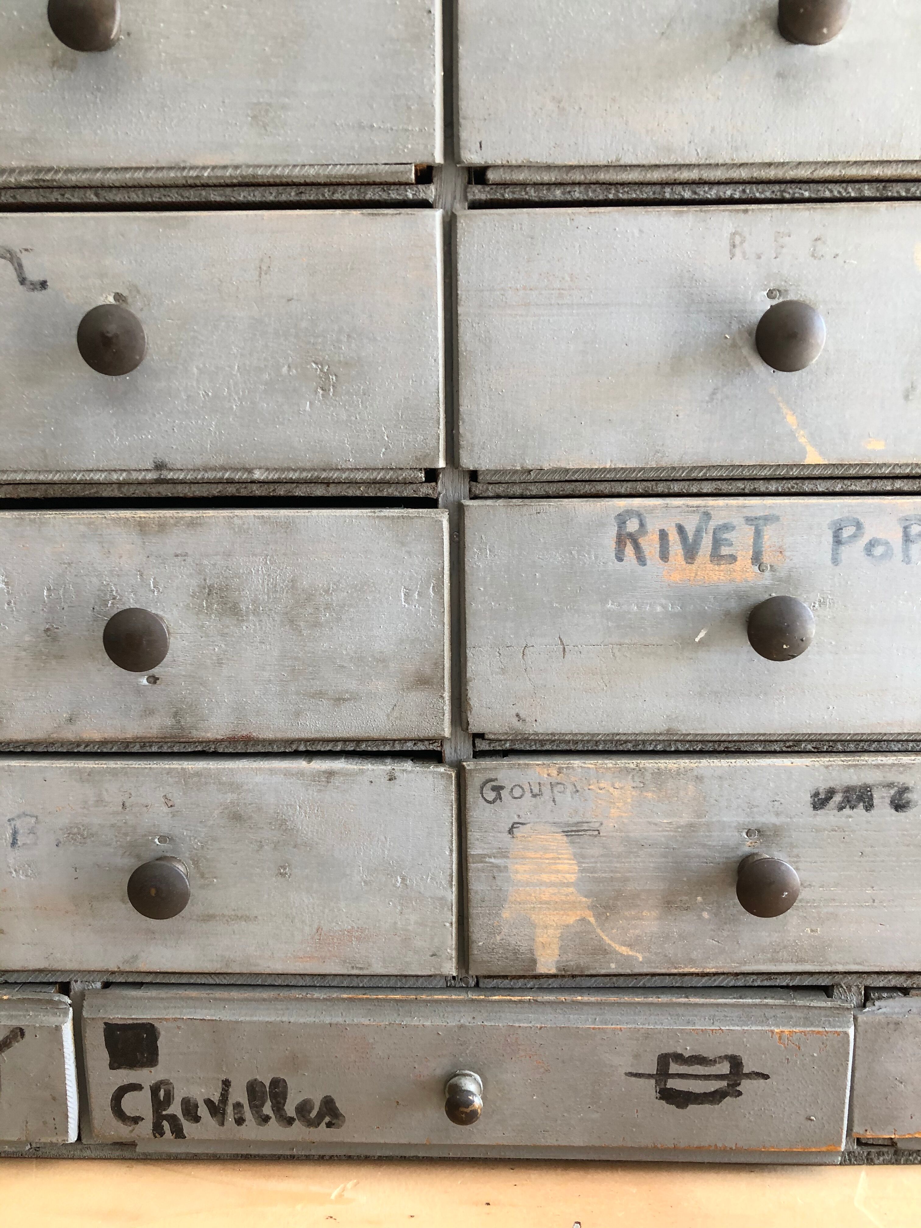 Furniture drawers patinated