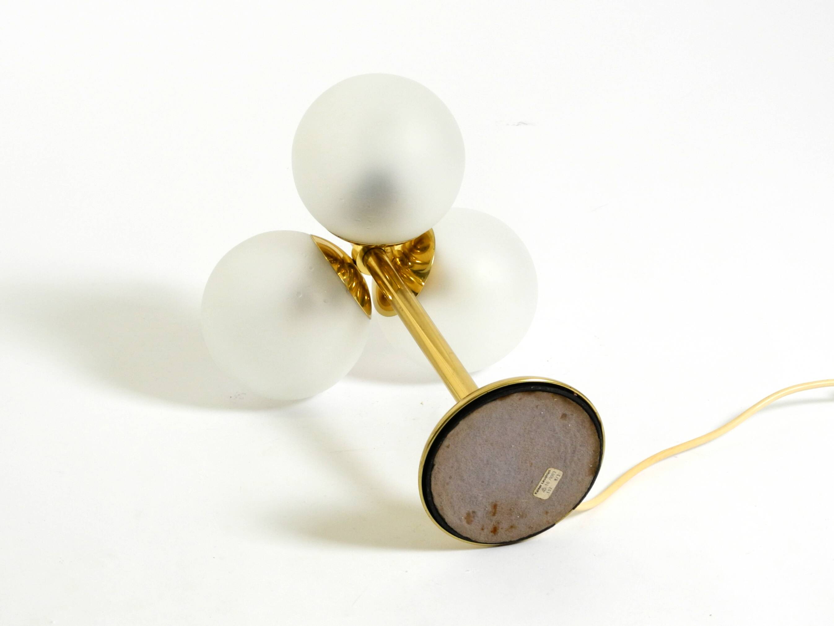 1960s Space Age brass table lamp by Kaiser Leuchten  with 3 glass globes