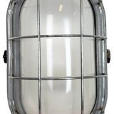 Industrial Grey Wall Light with Milk Glass, 1970s