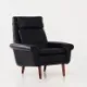 Black leather armchair, Danish design, 1970s, production: Denmark