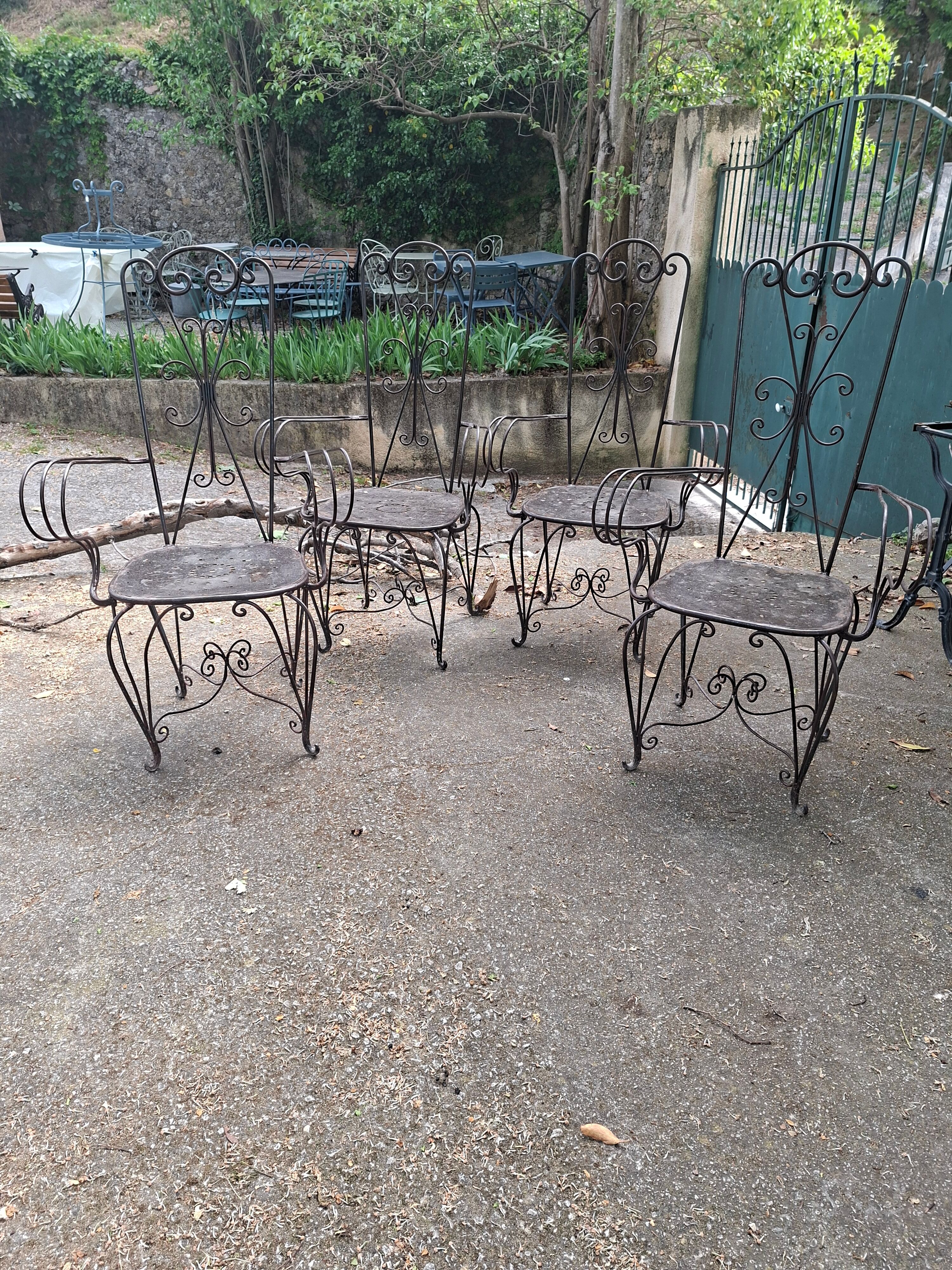 Fauteuils de jardin vintage en fer forgé