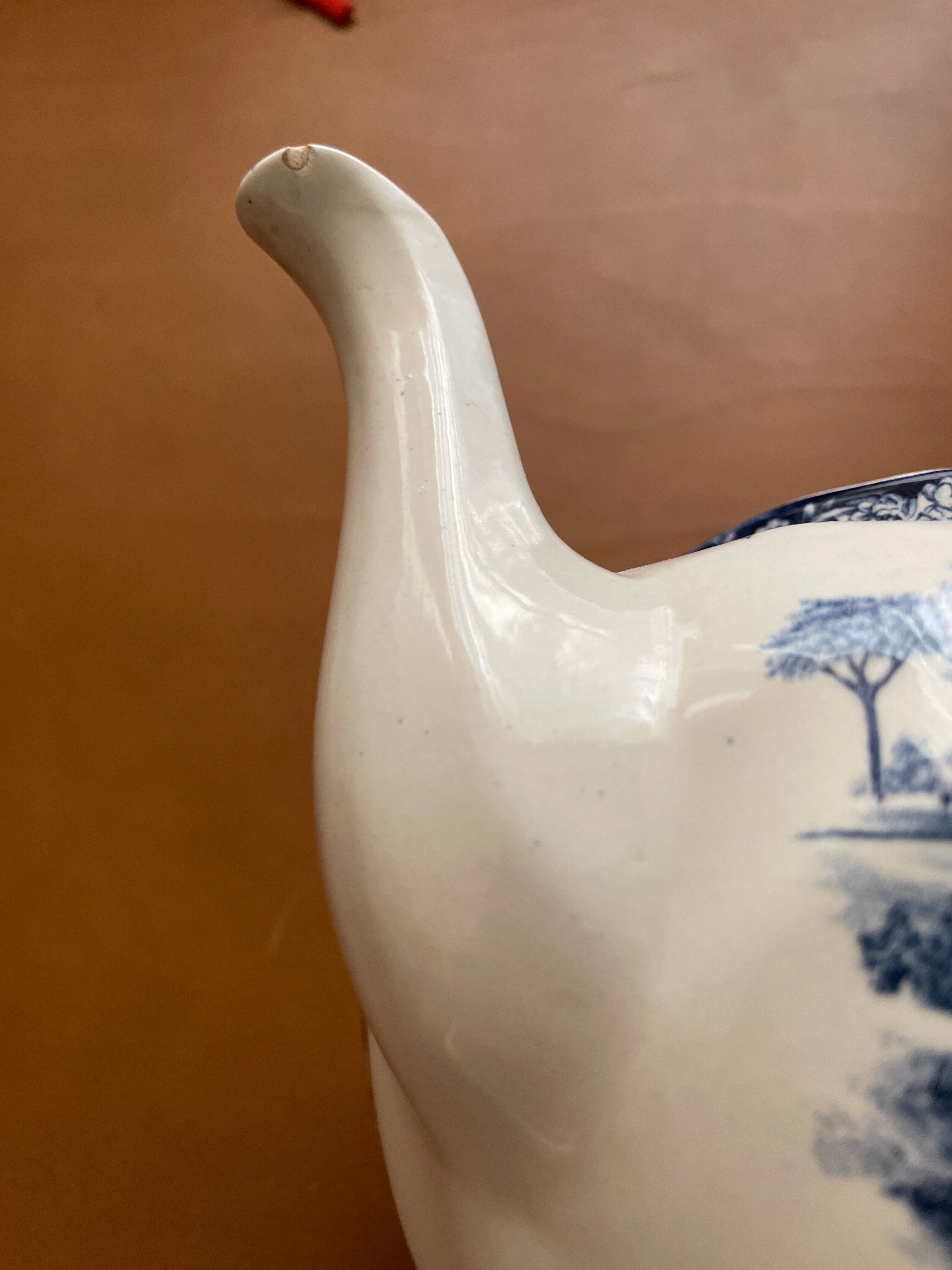 Teapot mill stream Johnson bros vintage blue