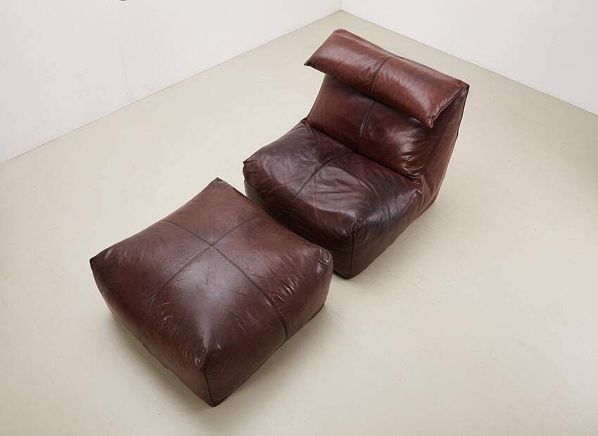 Early Bambole Lounge Chair + Ottoman by Mario Bellini for C&B Italia 1972