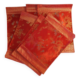 Set of 6 small table napkins in red brocade.