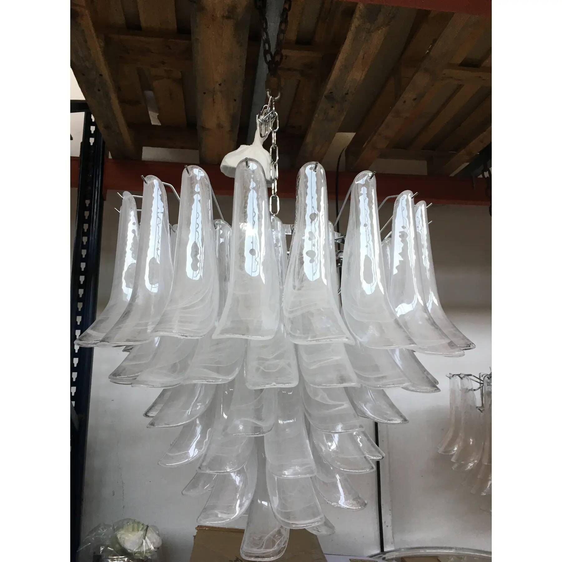 Contemporary Murano Glass Chandelier Italian Sella Alabastro