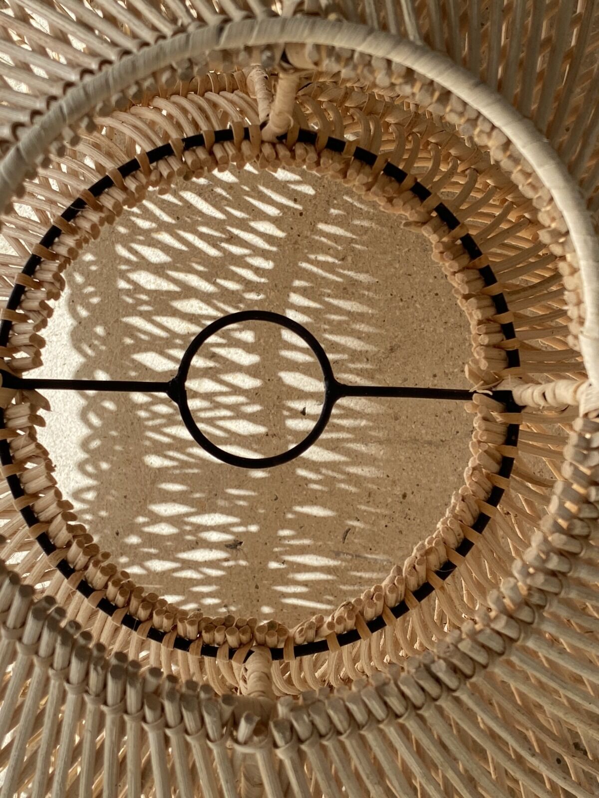Small rattan lampshade in the shape of a braided hat