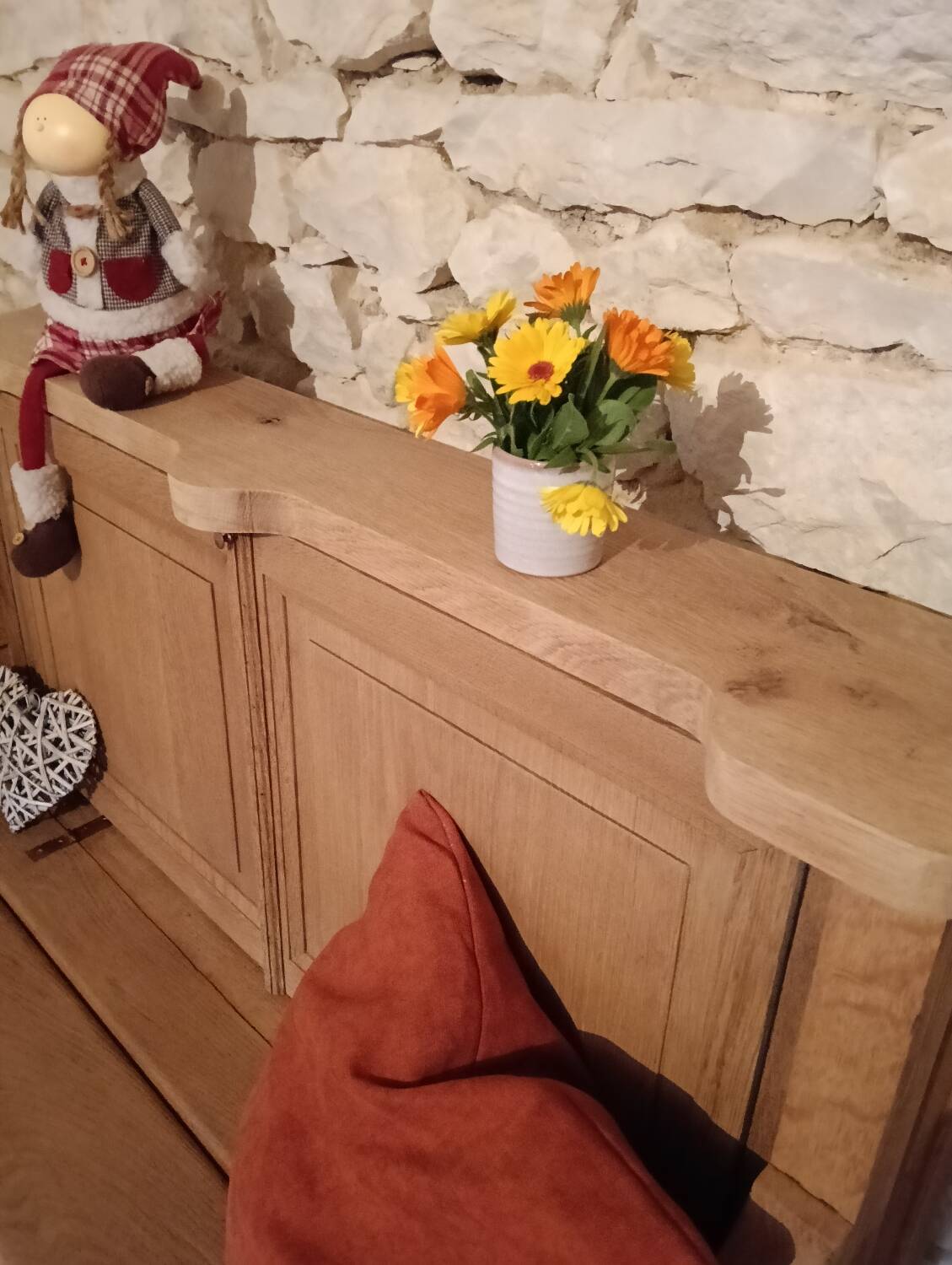 Solid oak church pew