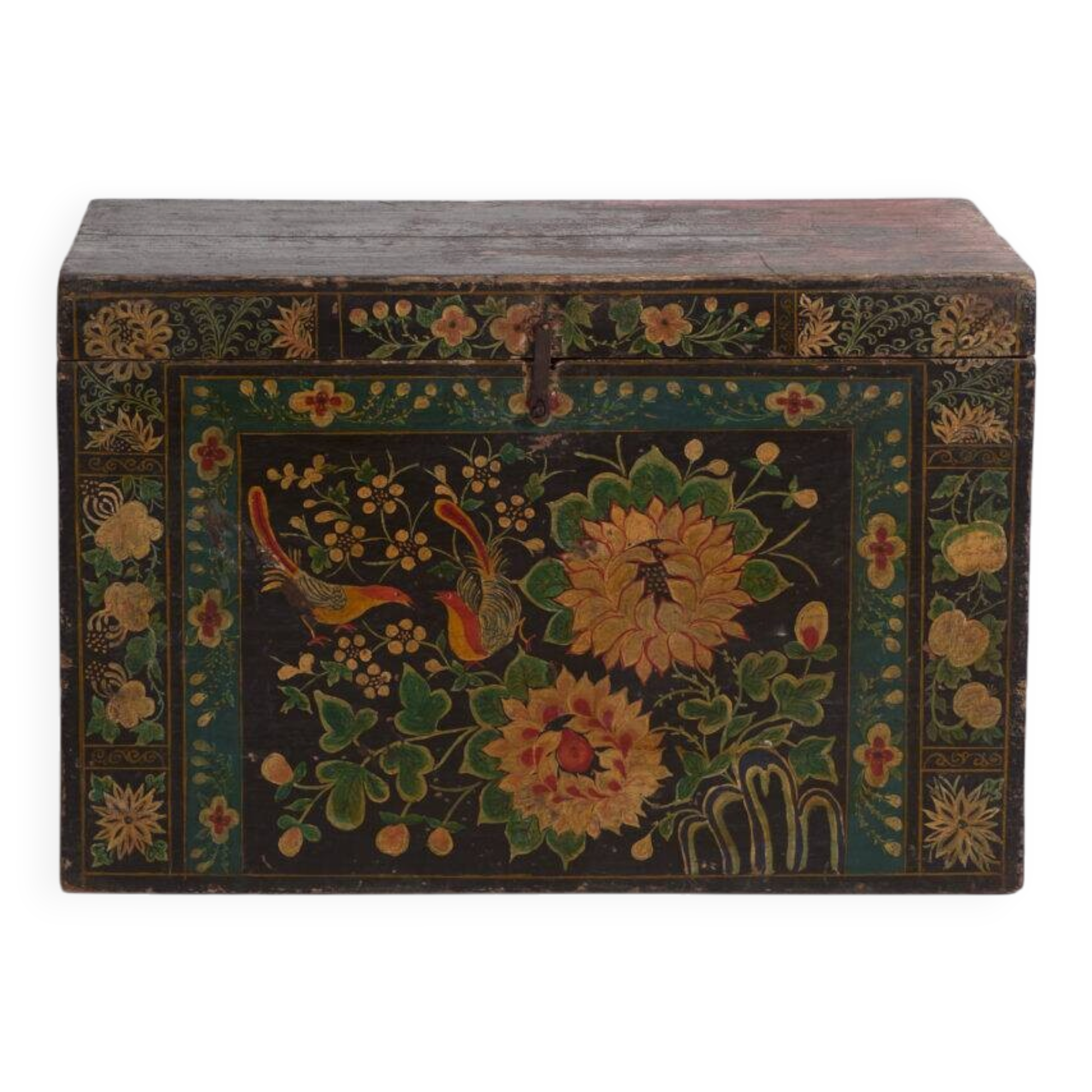 Antique Chinese chest painted in pine wood – China, circa 1900