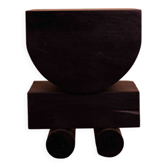 Table d'appoint/chevet totem en chene noir brule