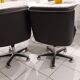 Pair of vintage Italian design leather office armchairs 1980