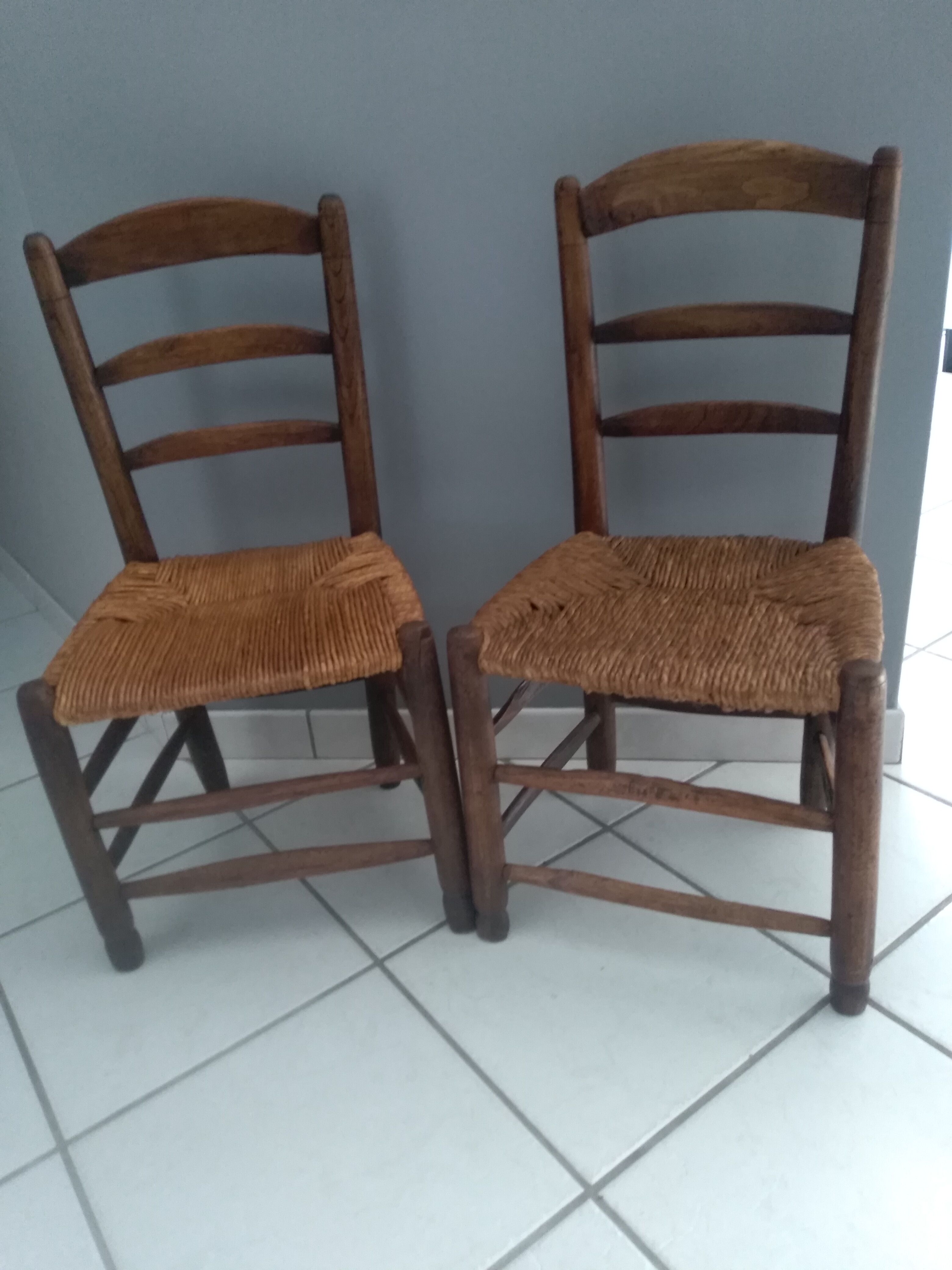 Paire de chaises enfants artisanales 1900