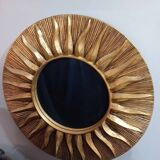 Sun mirror in gold-leaf resin from the 70s