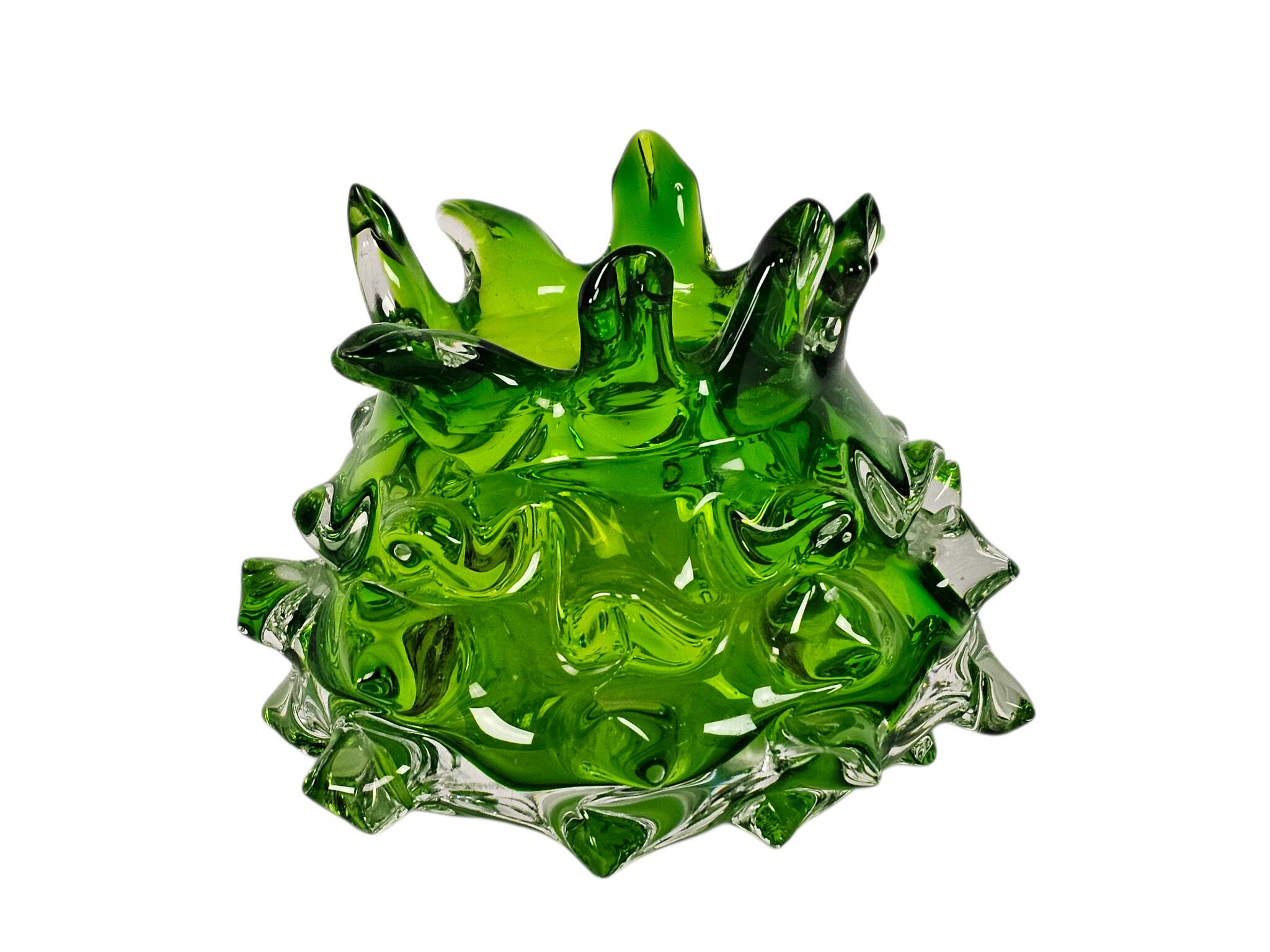 Vase à boutons en verre transparent et vert par Jan Beranek, République tchèque