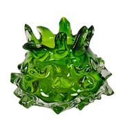 Vase à boutons en verre transparent et vert par Jan Beranek, République tchèque