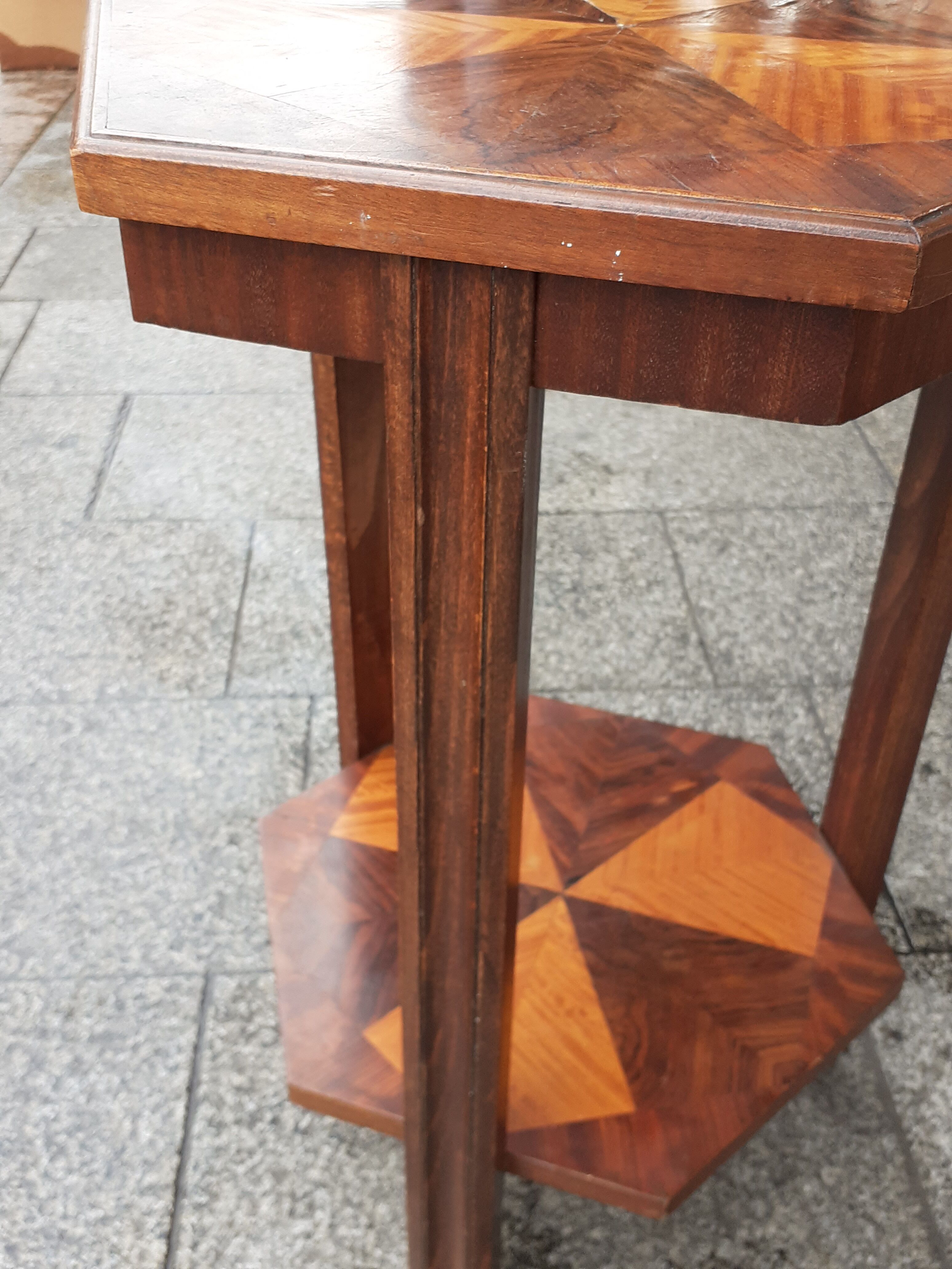 Gueridon old marquetry table old art deco vintage