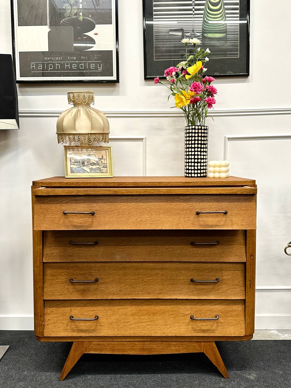 Vintage chest of drawers with compass feet