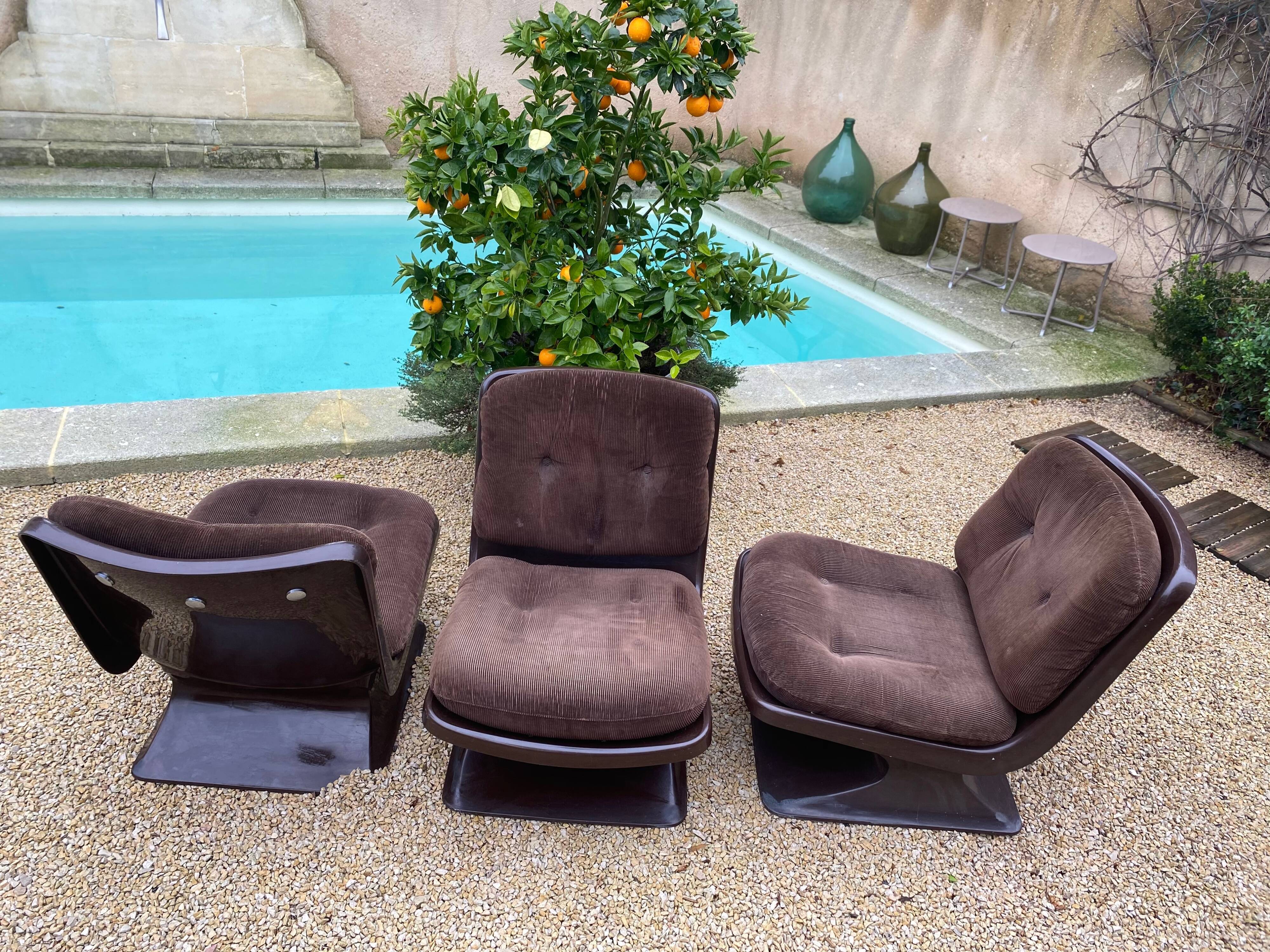 Set of 3 Albert Jacob easy chairs for Grosfillex 1970