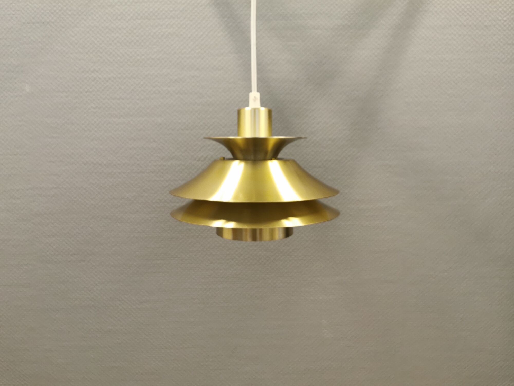 Small hanging lamp from Danish Top-lamps, in brass colored aluminum, produced in the 1980s