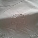 Drap ancien coton monogramme CC art deco