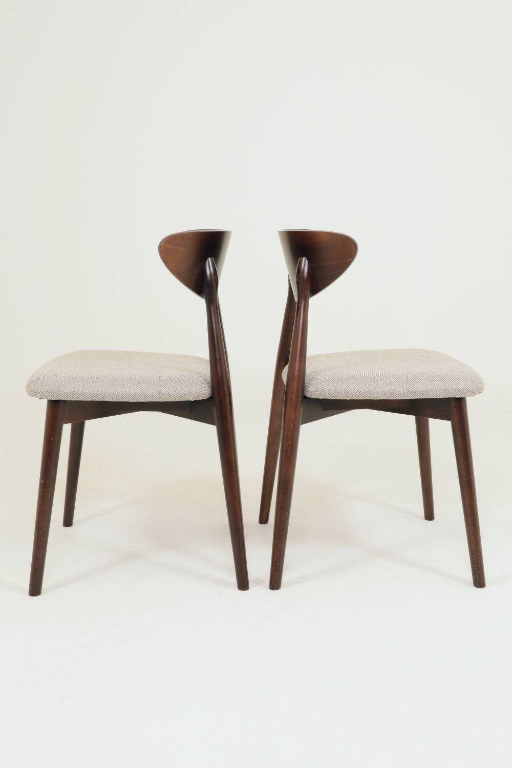 Set of 4 Modern Beech Wood Dining Chair, Herringbone red fabric