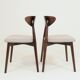 Set of 4 Modern Beech Wood Dining Chair, Herringbone red fabric