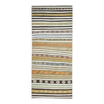 Tapis coureur vintage turc en laine et coton noué à la main des années 1970, 139x323.