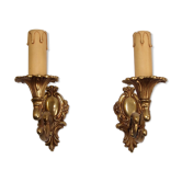 Paire d'appliques murales en bronze vintage