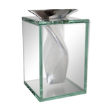 Modernist vase in aluminum and glass 1980