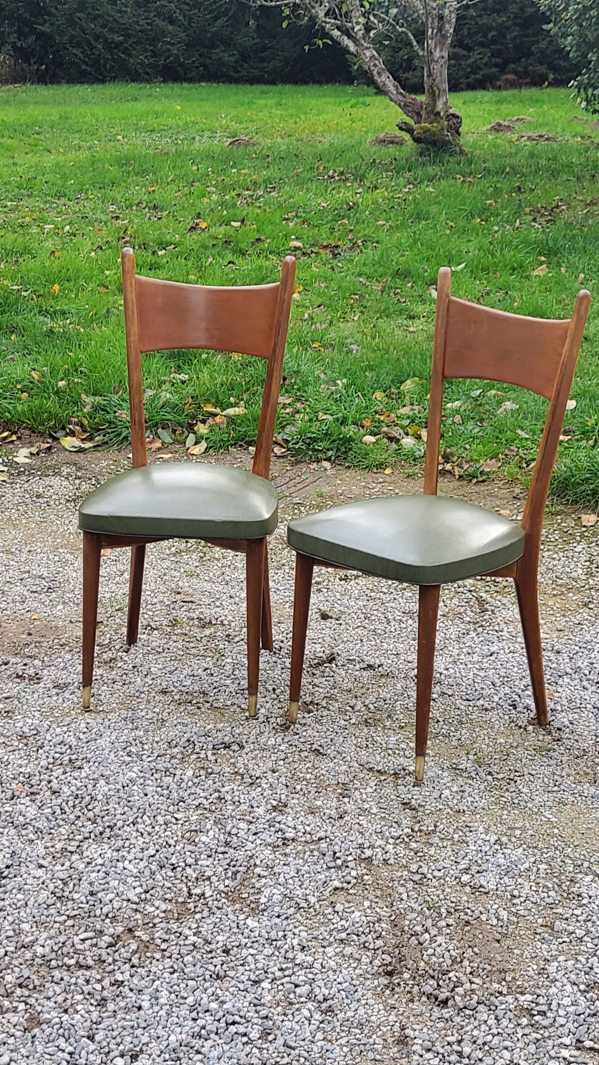 Pair of 50's Scandinavian style mahogany chairs