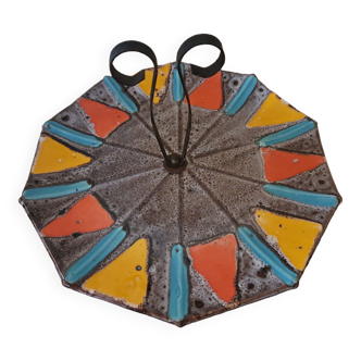 Umbrella-shaped cheese tray, 60s/70s, ceramic by Poët Laval