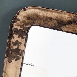 Large antique mirror with upholstered frame  92x128cm