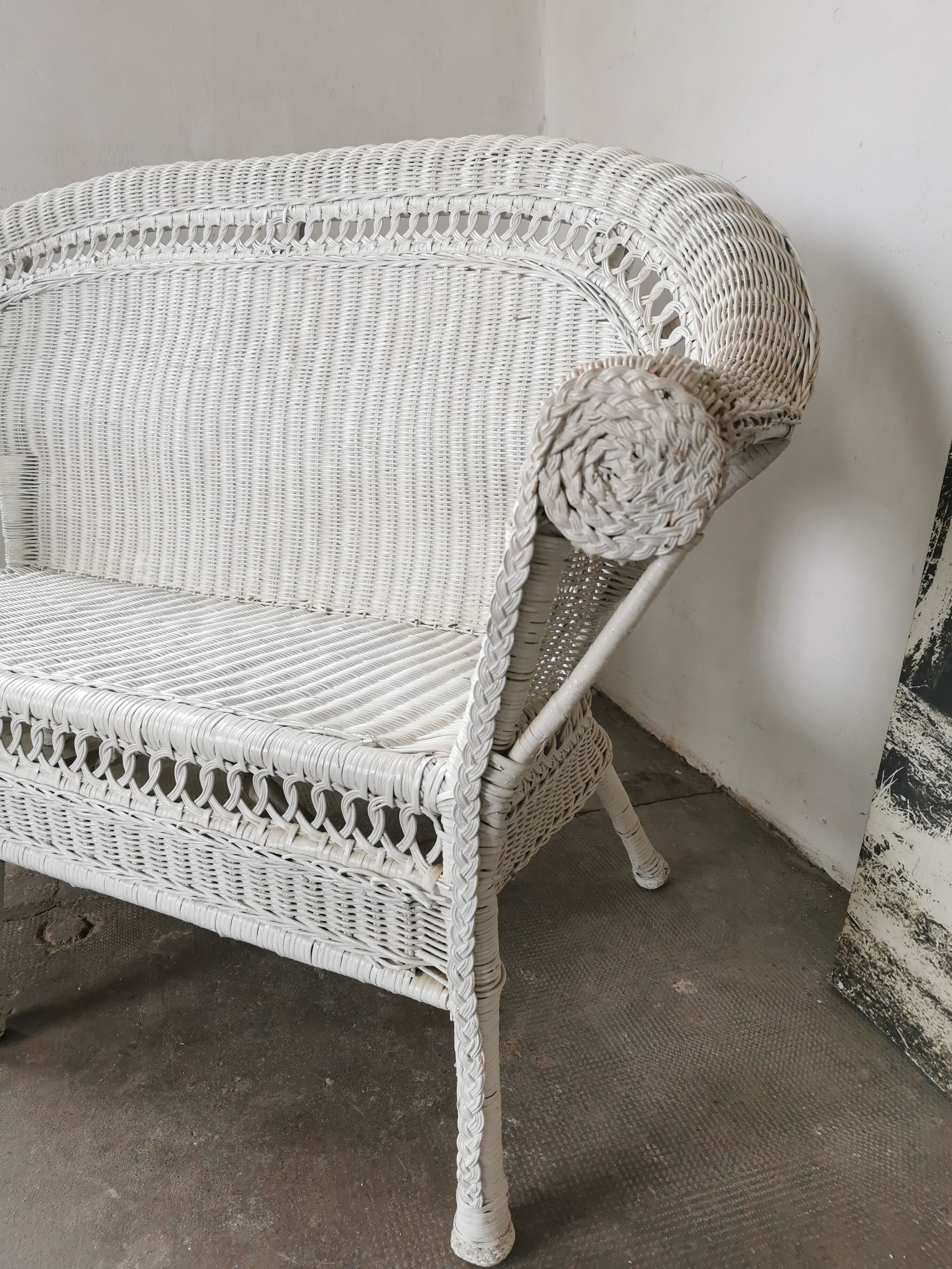 Wicker bench, rattan