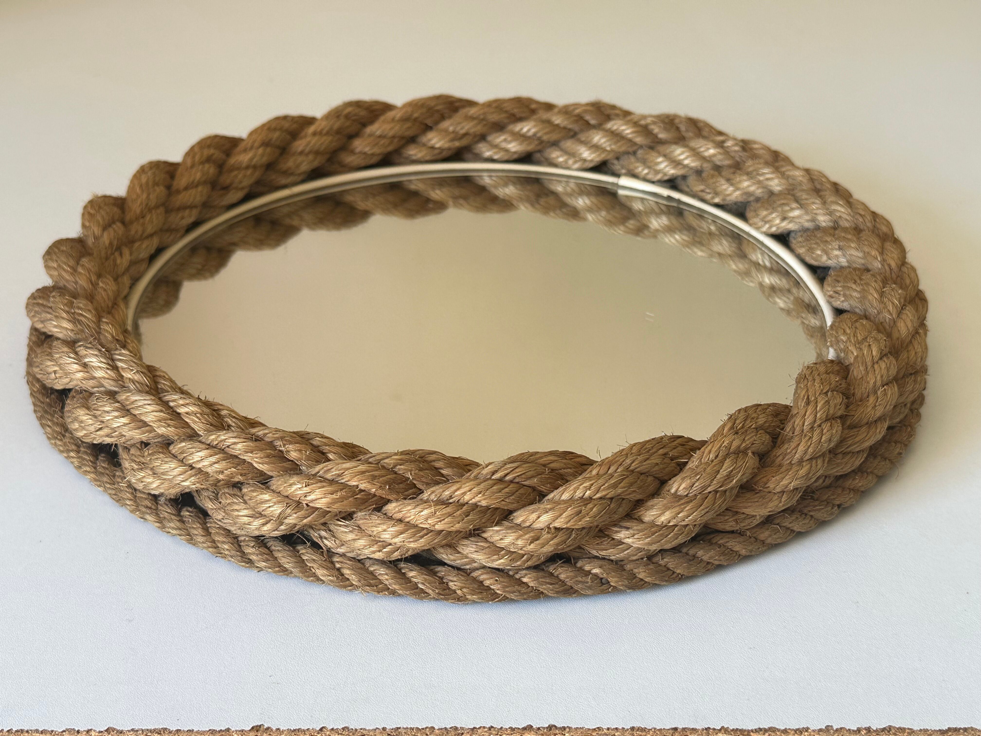 Round mirror in vintage rope 60