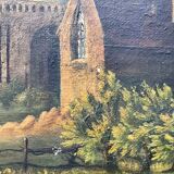 Tableau ancien paysage sur toile, XIX Siècle
