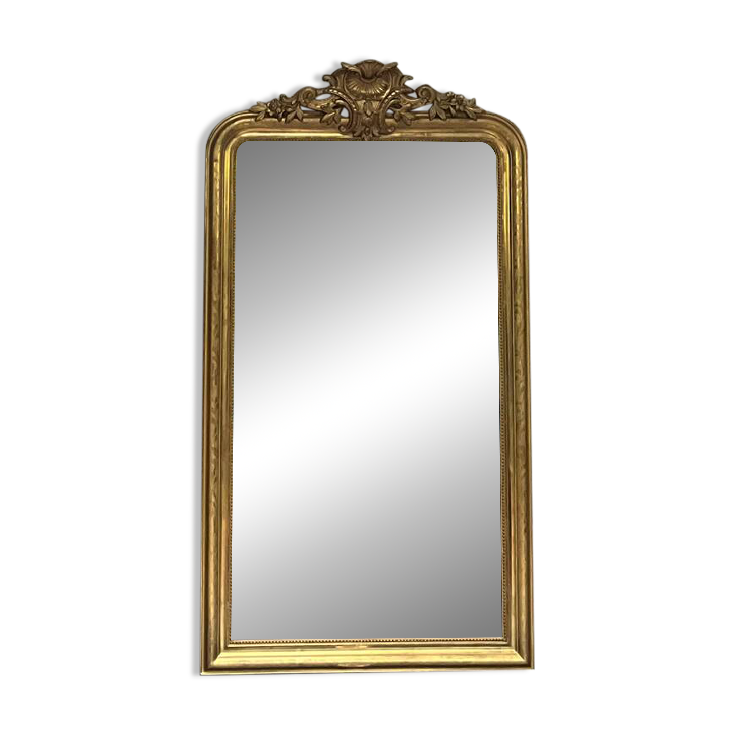 Antique mirror 173/94.5cm Louis-Philippe with a pediment and beaded overmantel.