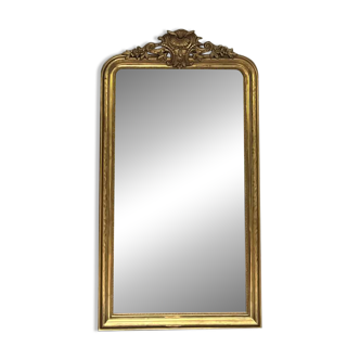 Antique mirror 173/94.5cm Louis-Philippe with a pediment and beaded overmantel.