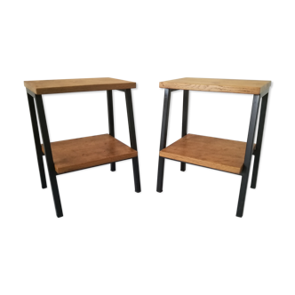 Pair of bedsides in solid oak