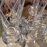 8 flutes in chiseled glass 60's