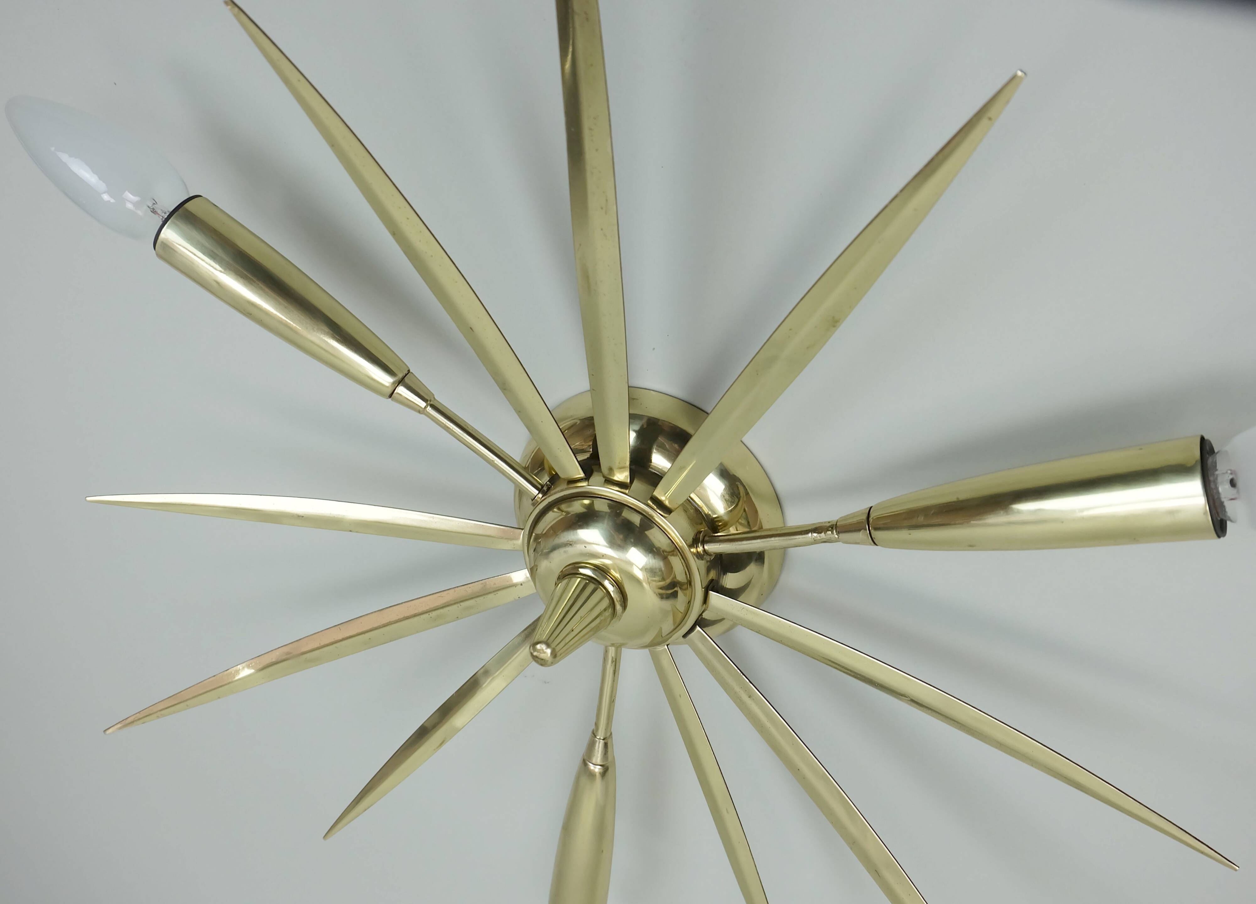 1950s mid century sputnik 3-light brass ceiling light