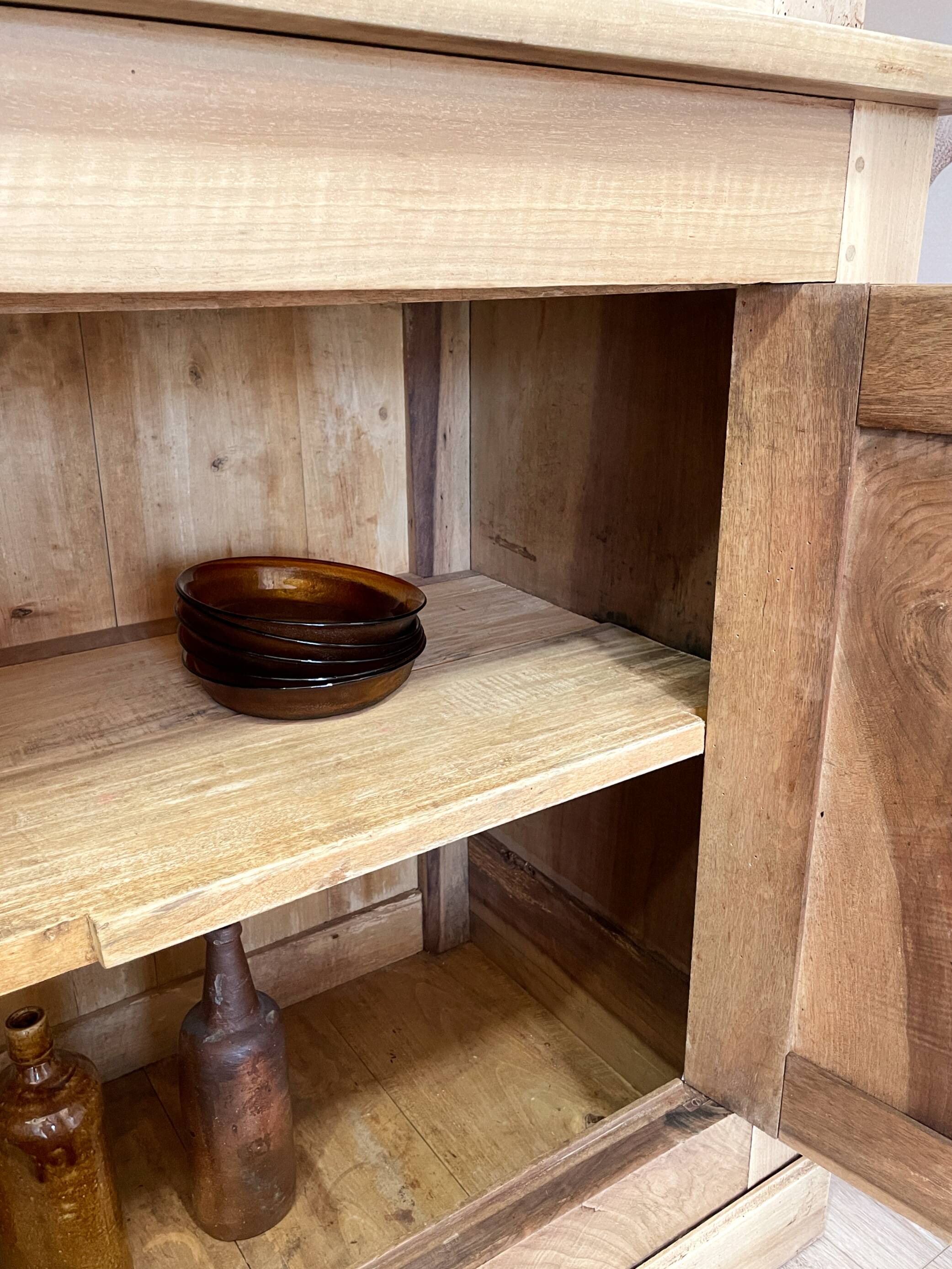 Antique two-body buffet in solid wood (restored)