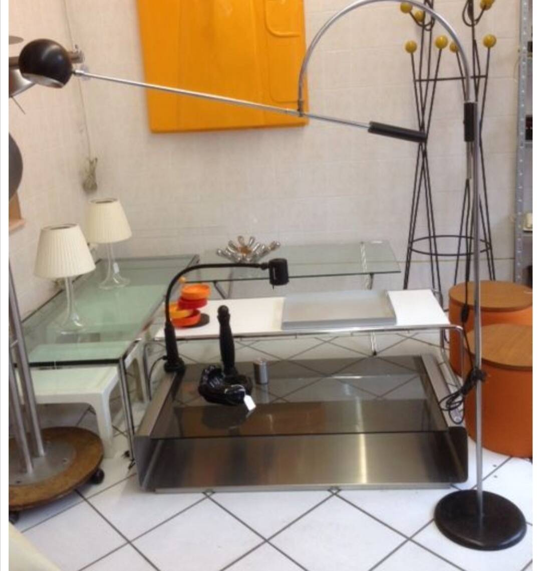 Orbiter floor lamp with pendulum and counterweight chrome steel sonnemans