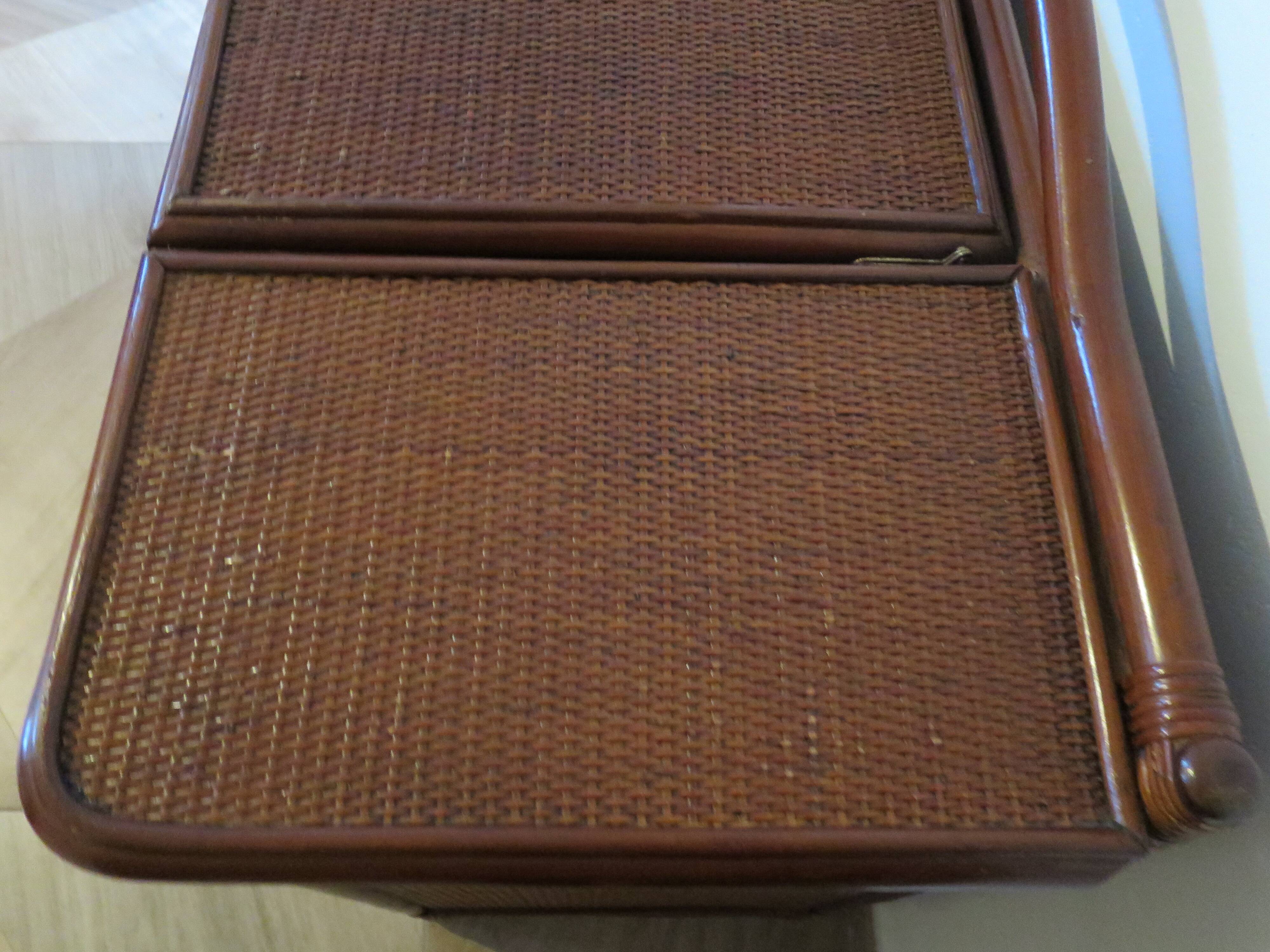 Vintage dressing table/chest - woven rattan - 5 drawers - mirror - 1960s/70s