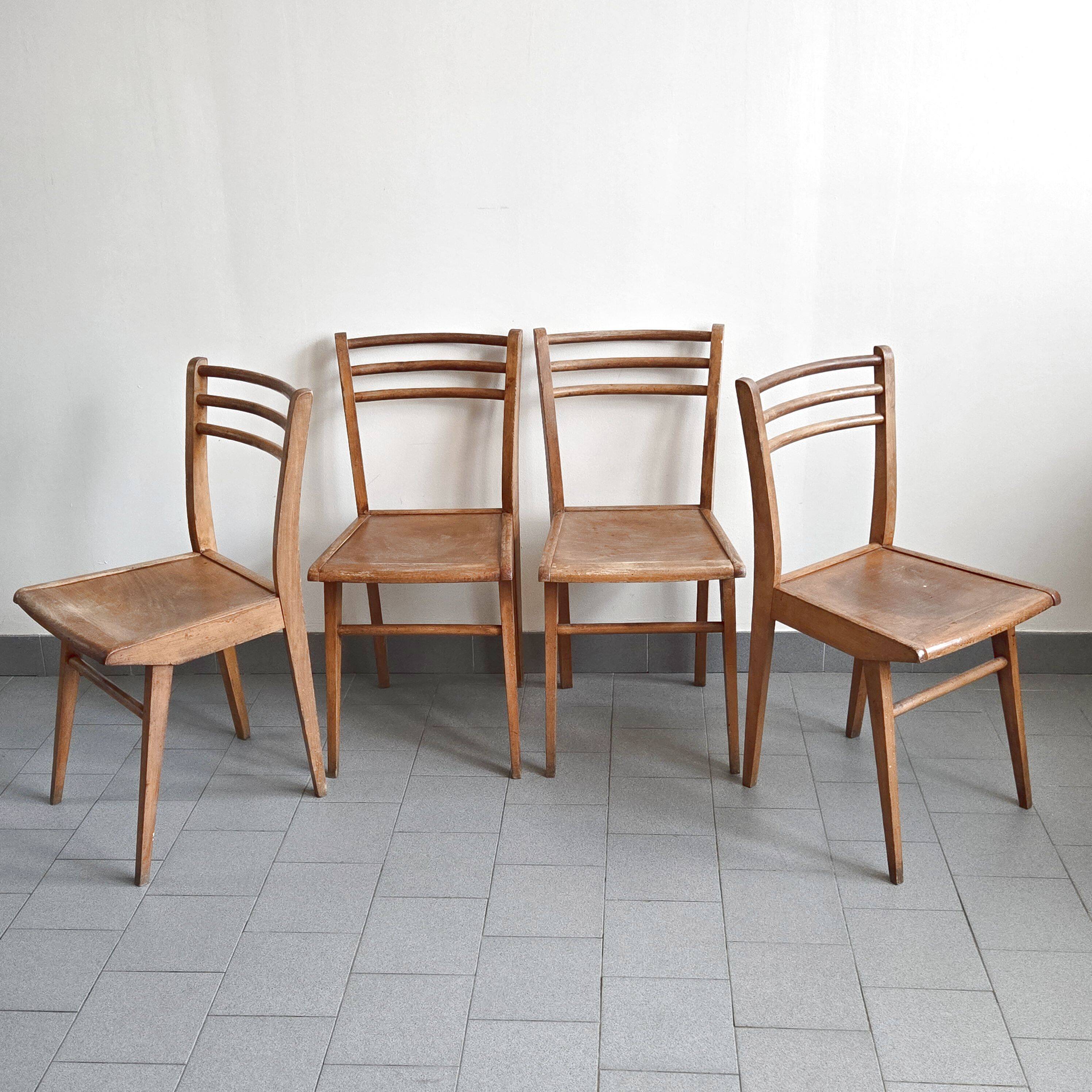 Suite de 4 chaises bistrot Luterma 1950 vintage