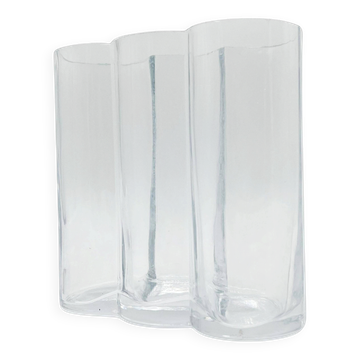 Beautiful Vintage Murano Modern Vase, cylinders  Clear Glass vase, 1970's