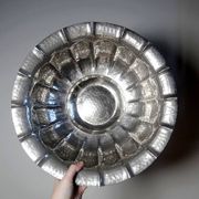 Large basin, bowl, Olri Italy vintage 1950s silver plated hammered.