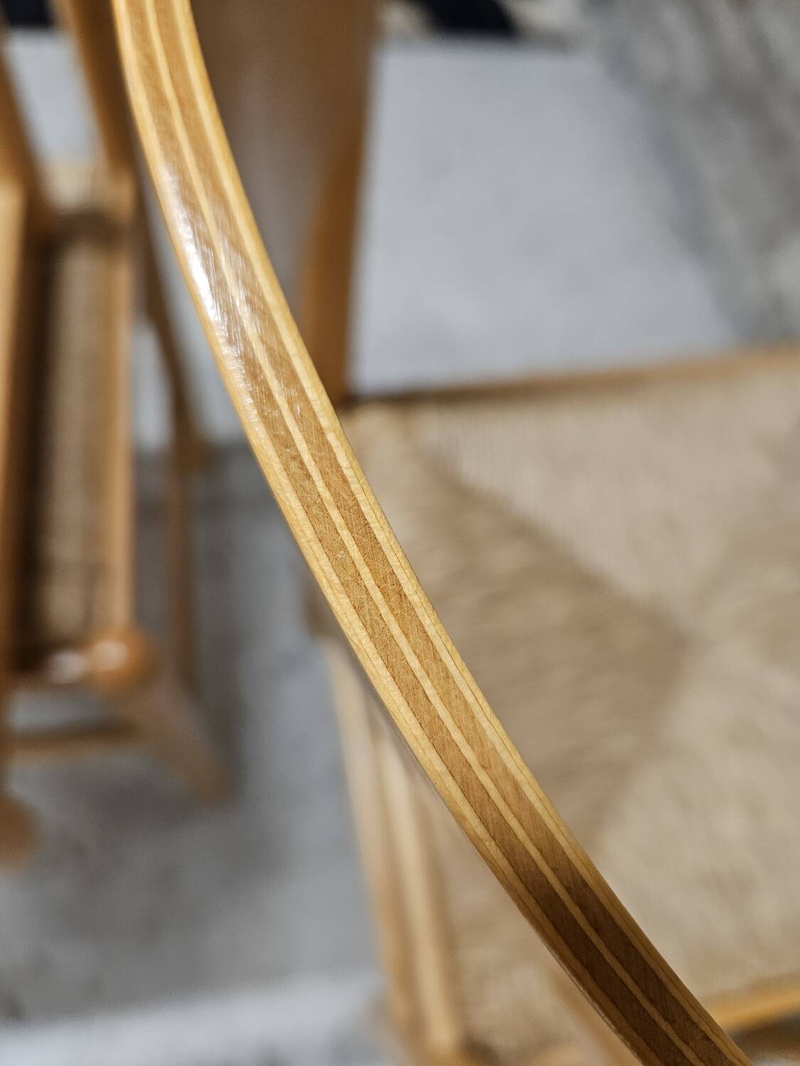 Set of 4 vintage pine and rush chairs